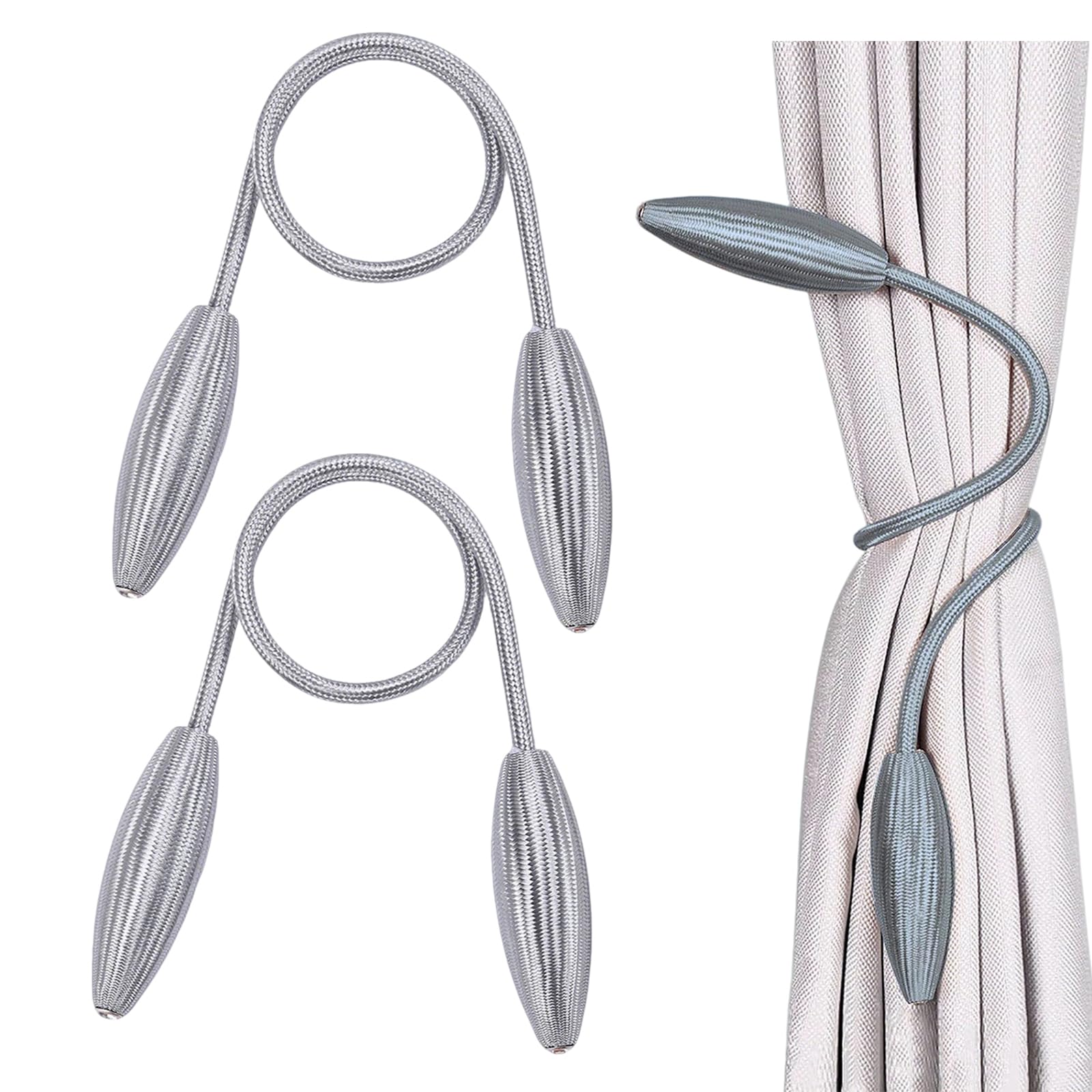 Etern 2 pieces creative curtain tieback, curtain tieback, durable alloy curtain holder, home accessories for home, office, living room, bedroom, kitchen, window decoration (grey