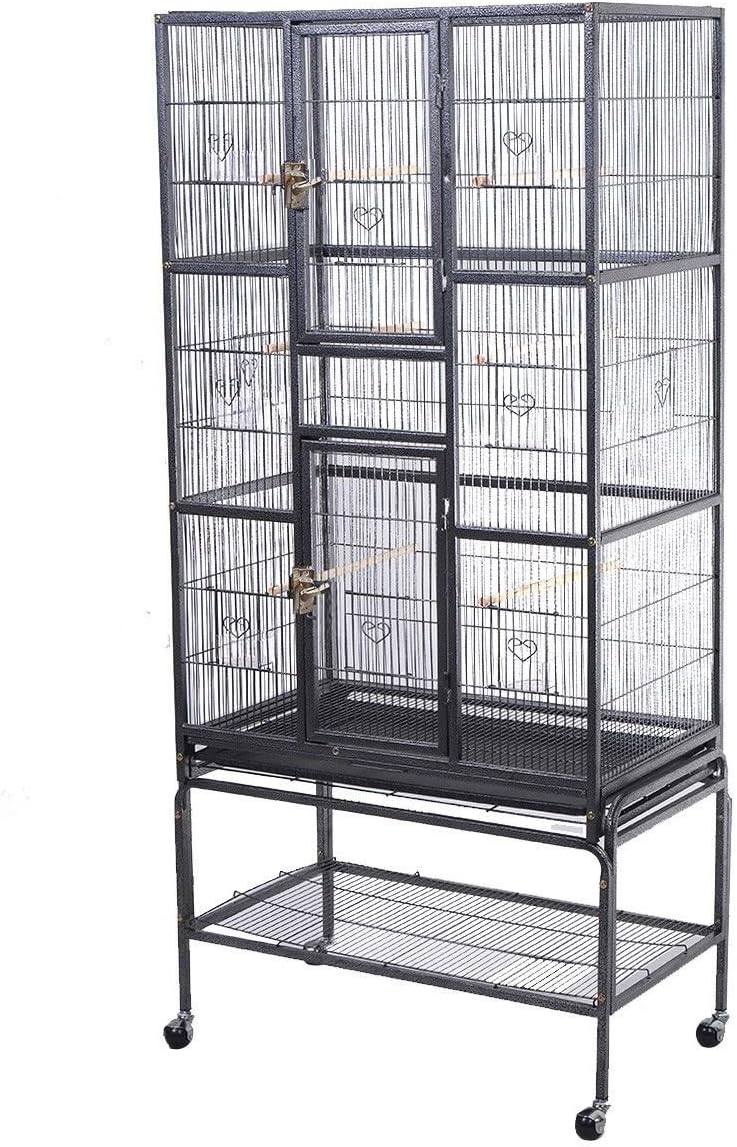 HPD Bird Parrot Cage Chinchilla Cockatiel Conure Large W/Stand & Two Doors