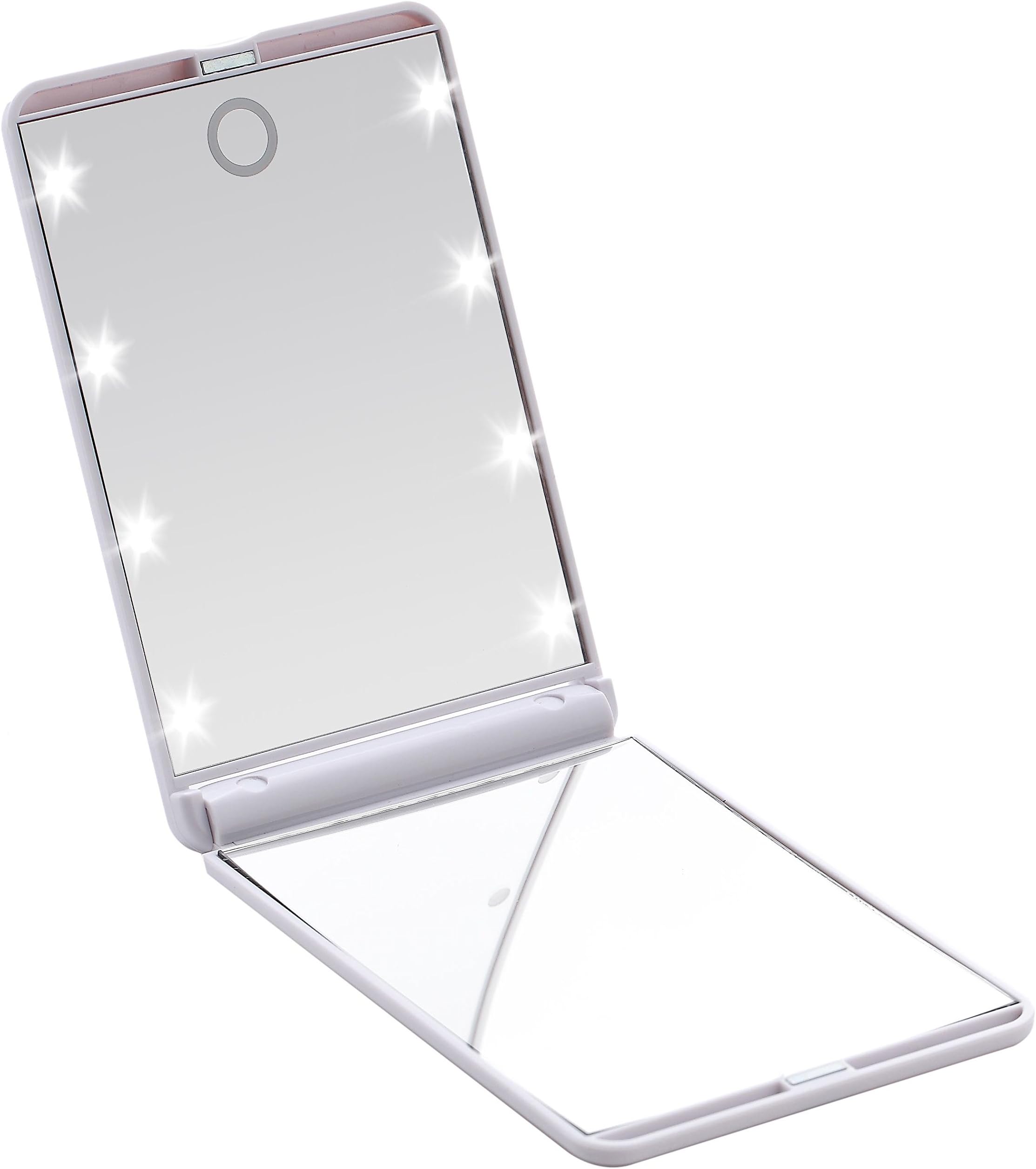 Miss Sweet Compact Mirror with Led Lights for Purse 2X (White)