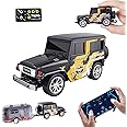 Dingdongwu Mini RC Car with APP Control, 1:64 Scale Off-Road Vehicle & Trailer Toy, 2.4GHz Wireless Remote Control, LED Lights, Alloy Case, MultiControl Modes, Speed/Steering Adjustable (Black)