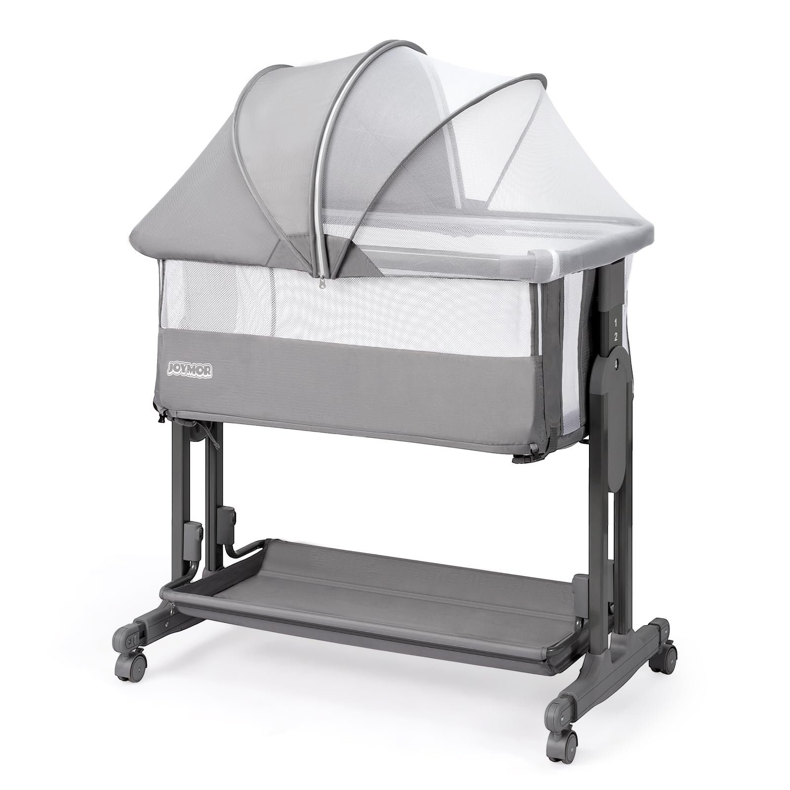 Photo 1 of **refe3rence image**JOYMOR Baby Bassinet Bedside Sleeper, 4 in 1 Rocking Bassinet for Baby, 7 Height Adjustable, Bedside Bed with Wheels Mattress, Mosquito Net, Storage Basket for Infant