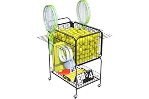 LHYSN Tennis Ball Cart for 350 Balls, Trolley Cart with Wheels Laundry Basket, Extra Large Utility Trolley for Storage Sport Equipments DIY Tools Toys Ball Hopper Tennis Racket