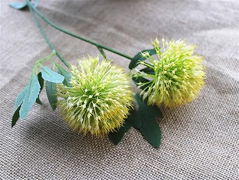 Amazon ウェディングブーケ 2頭の大きい玉ねぎのボールの花の枝の偽の植物のプラスチックホワイトの白い造られた花 永遠の花 Color Yellow 造花 オンライン通販