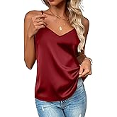 Zeagoo Women's Silk Satin Tank Tops 2026 V Neck Adjustable Spaghetti Strap Sleeveless Camisole Summer Basic Blouse