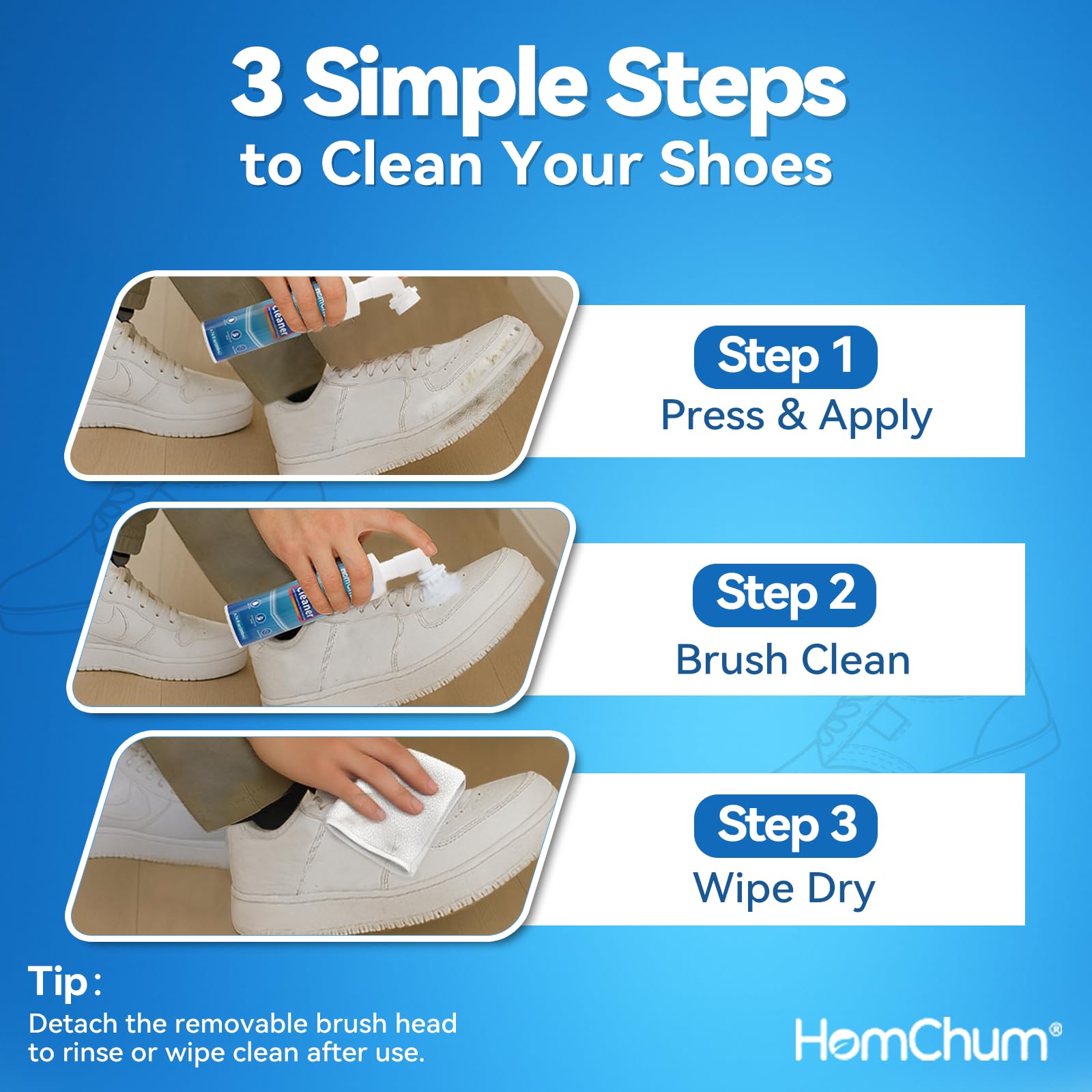 HomChum Shoe Cleaner Sneaker Cleaner Shoe Cleaning Kit for Sneaker, Tennis Shoes Water-Free Foam