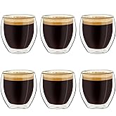 Creano Double Wall Espresso Glasses 3.5 OZ, Insulated Glass Cups - 6X 3.5oz (100ml)
