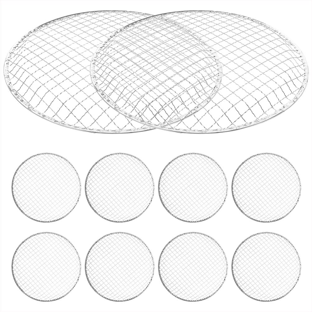 Photo 1 of Kichvoe 10pcs Barbecue Mesh Wire Grill Cooking Grid Disposable Smoker Rack, Non-Stick Net for Vegetables Meat Fish and Skewers, 12.97X12.97X0.08in
