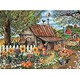 Bits and Pieces – 300 Piece Jigsaw Puzzle for Adults – Bountiful Meadows Farm - Sunflowers, Pumpkins, FarmJigsaw Puzzles by Artist Thomas Wood, Completed Puzzle Size: 18" x 24"
