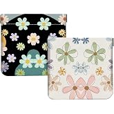 2Pcs PU Leather Small Squeeze Coin Purse Pouch Mini coin Bag Unique And Cute Wallet Cosmetic Bags Change Bag For Women Girls Men （Black Powder Line Flower