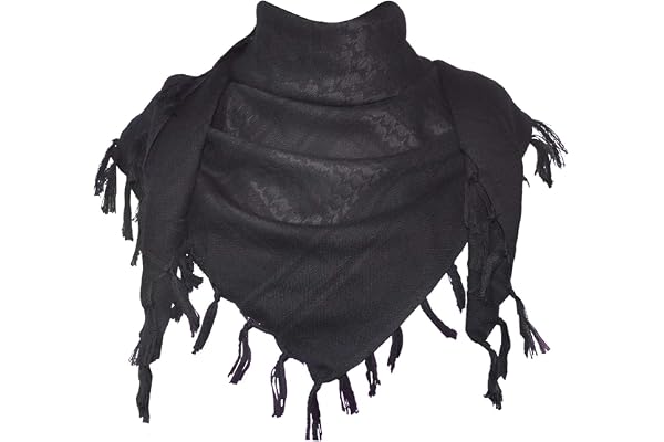 Explore Land Cotton Shemagh Keffiyeh Tactical Desert Scarf Neck Head Wrap with Tassel for Men Women 41x43 Inches