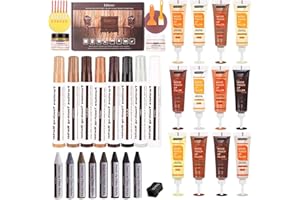 Lifreer Wood Furniture Repair Kit - Set of 42 - Touch Up Markers, Fillers, Crayon with Wood Putty - Repair Scratch, Cracks, Hole, Wooden Door, Floor, Table, Cabinet