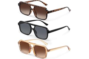 kunchu Retro Square Sunglasses for Womens Men - Trendy Vintage Aviator Sun Glasses UV400 Protection