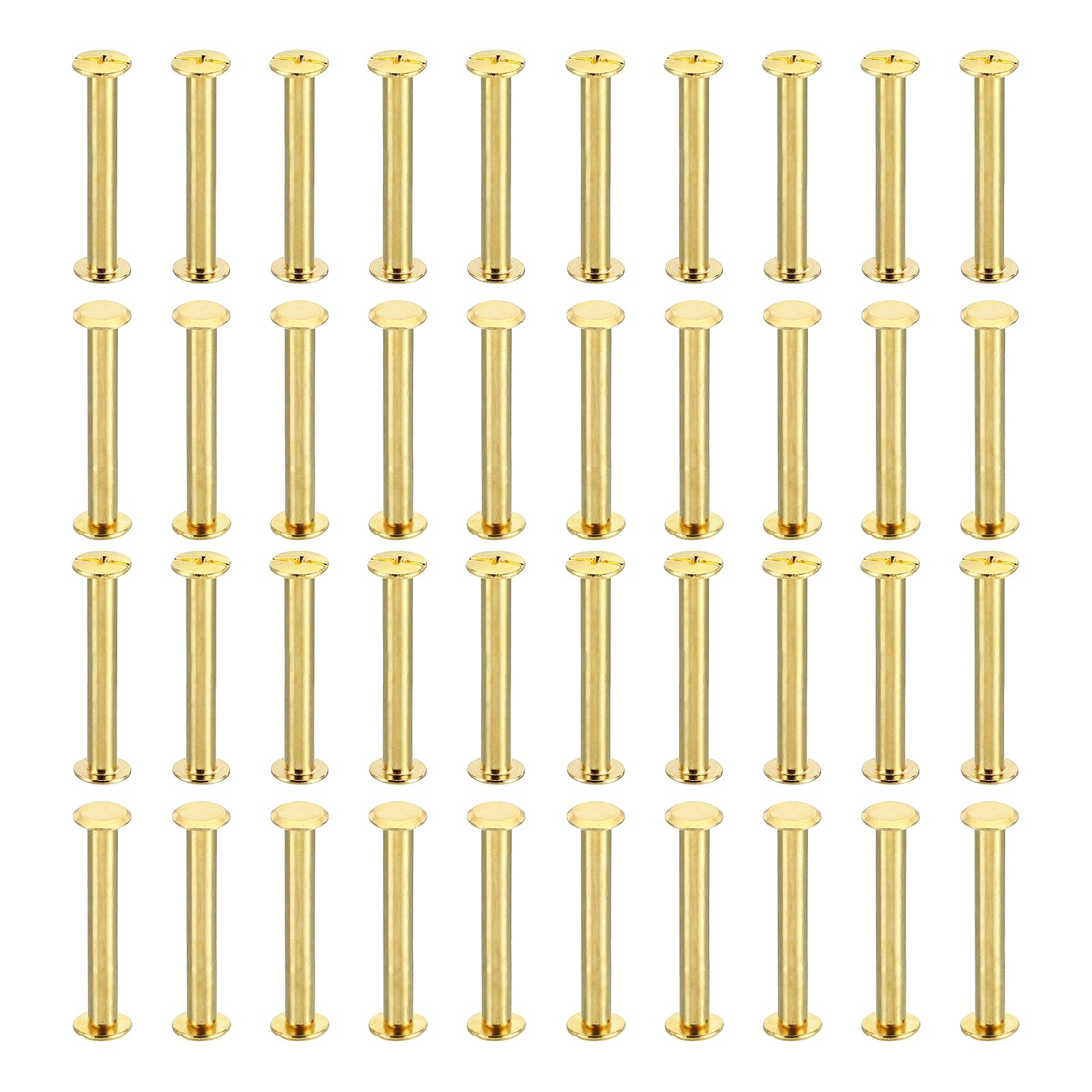 PATIKIL 100 Sets Chicago Screws, M5x50mm Chicago Screws Phillips Binding Post Screw Bolts Leather Rivets Brass Fasteners Connectors Steel for Leather Belt Scrapbook Photo Albums, Golden