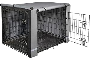 yotache Dog Crate Cover for 48" Extra Large Double Door Wire Dog Cage, Lightweight 600D Polyester Indoor/Outdoor Durable Waterproof & Windproof Pet Kennel Covers, Gray | NO Wire Crate