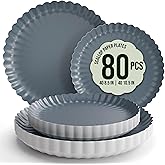Trendables Floral Paper Plates 8.5 Inch & 10.5 Inch 80 Pcs Dinner Plate Set Fancy Disposable Plates for Party for 40 Guests 40 X 8 & 40 X 10 Large & Small Paper Plate Set for Parties Slate Blue