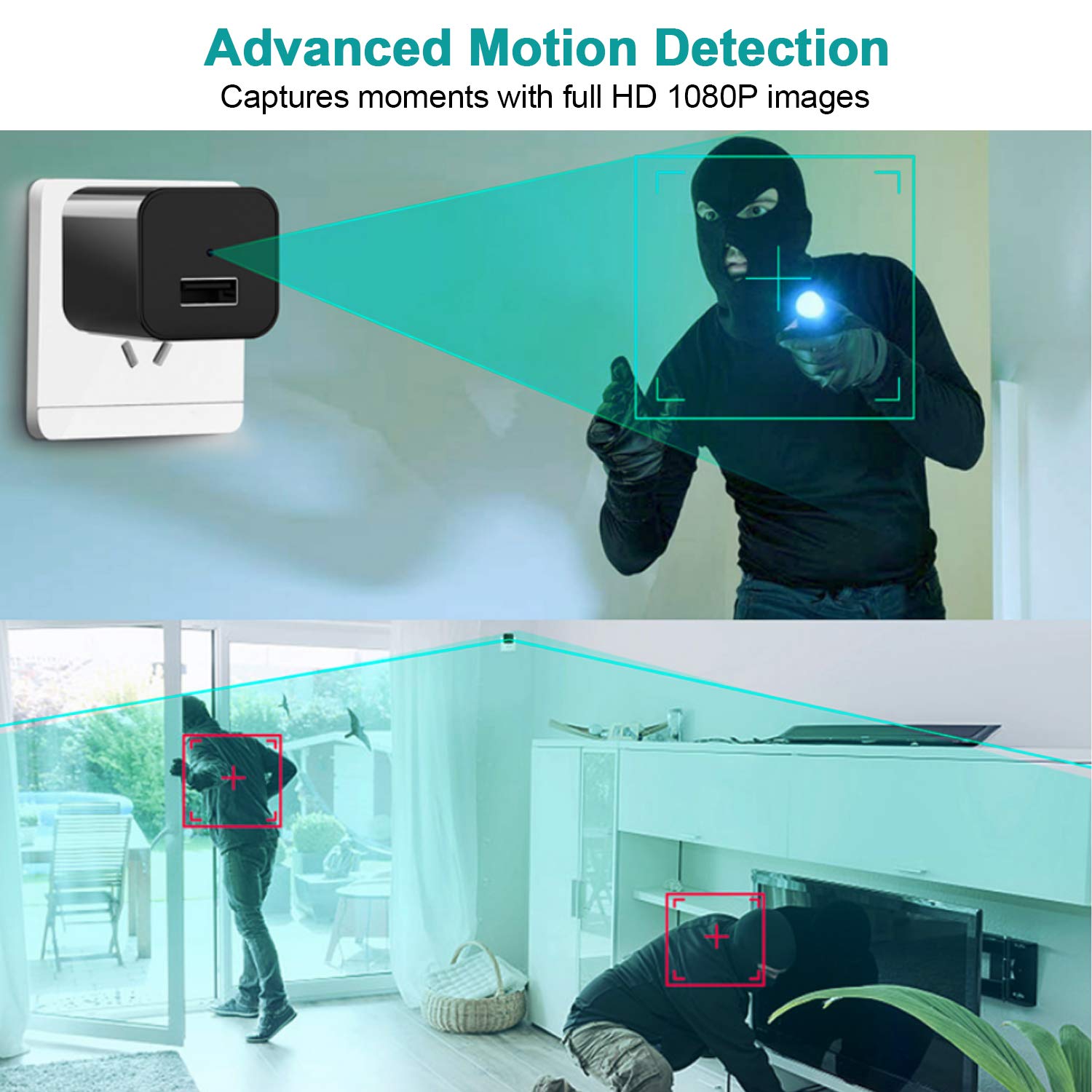 Hidden Camera, USB Spy Camera Wall Charger, HD 1080P Small Outlet