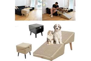 Split Ottoman Dog Ramp, for Bed, Couch, Pet Steps Large and Small Dogs, 2-in-1 Folding Pet Stairs, 14.5" H pet Chair with Ram