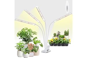 FOXGARDEN Plant Lights for Indoor Growing, Grow Light Full Spectrum with Timer 4/8/12 H, Four-Head 208 LED Grow Lamp with Flexible Gooseneck & Clamp on Desk, 4 Brightness Levels for Indoor Plants