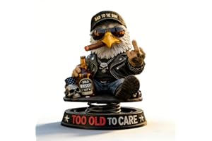 Too Old to Care Rebel Eagle Dashboard Bobblehead – Funny Badass Car Ornament, Biker Eagle Figurine with Sunglasses & Cigar, S