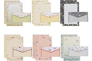 Emperoch 54 Pcs Stationery Paper and Envelopes Set, 36Pcs A5 Floral Animal Lined Writing Paper with 18Pcs Envelopes for Offic