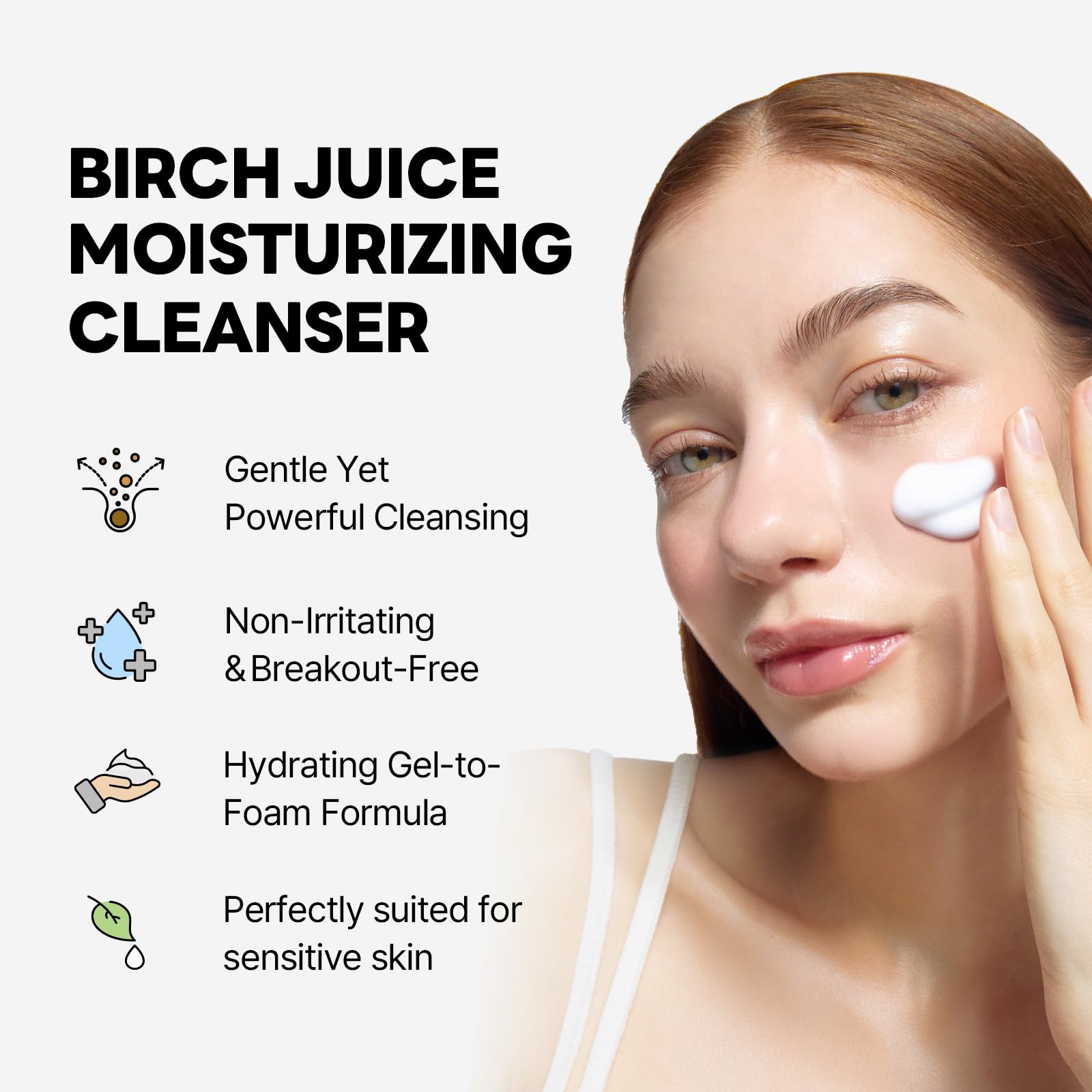 ROUND LAB Birch Juice Moisturizing Cleanser | Unclogs hidden sebum, Clears away dead skin cells., Soothing, Low pH, Gel Type Cleanser (5.07 fl.oz)