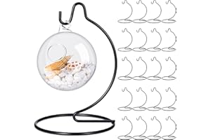 Tatuo 20 Pcs Ornament Display Stand Christmas Holder Hanger Stands Glass Ball Ornament Holder Metal Iron Hanging Hanger for Display Terrarium Air Plant Home Party Decoration