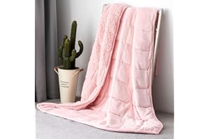 Topblan Sherpa Fleece Weighted Blanket 15lbs, Uniformed Color with Fuzzy Fleece and Shaggy Sherpa to Help with Better Sleep, 60x80 inches, Pink