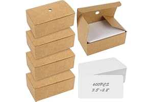 Akamino 600 Pcs Blank Kraft Paper Cards, Premium Blank White Cards Mini Business Card, Small Note Card, Message Vocabulary Ca