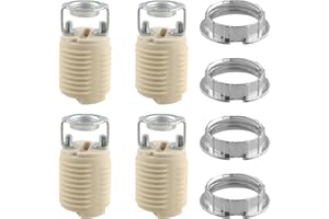 WHYHKJ 4PCS G9 Ceramic Lamp Holder Metal Outer Ring Full Thread Ceramic Lamp Socket with Plastic Adapter Suitable for Ceiling Lights Spotlights Halogen Bulb Holders LED Energy Saving Lamps