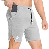 BROKIG Men's Airstretch Gym Shorts,5 Inch Slim Fit Running Exercise Athletic Workout Shorts for Men with Zipper Pockets