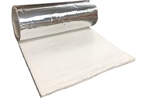 CeraTex 3180 Blanket with Aluminum Foil Facing, 8 LB Density, 1/2" x 24" x 60" (5'), 2300°F High Temperature Insulation for Kiln Stove Furnace Glass Fusing Pizza Oven