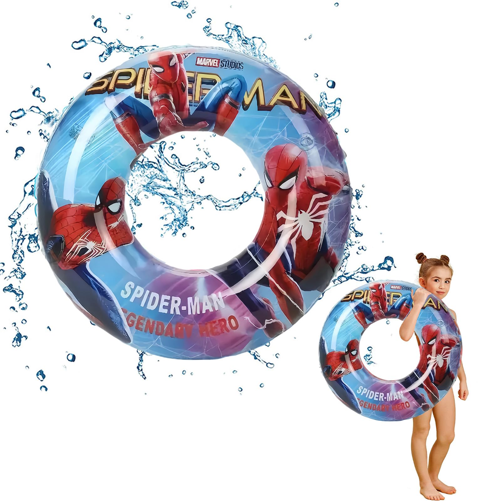 70cm Spider Inflatable Swimming Ring Pool Ring for Kids,Boys Superhero Rubber Rings for Pool Toy,Inflatable Swim Ring Pool Floats,Floating Ring Pool Inflatables for Swimming Pool Summer Beach Party