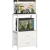 Welfuturer 10 Gallon Aquarium Stand with 2 Drawers, White | 10 Gallon Fish Tank Stand; 2-Tier Storage Shelf; Heavy-Duty Metal Frame; Reptile &amp; Turtle Tank Stand; White Finish