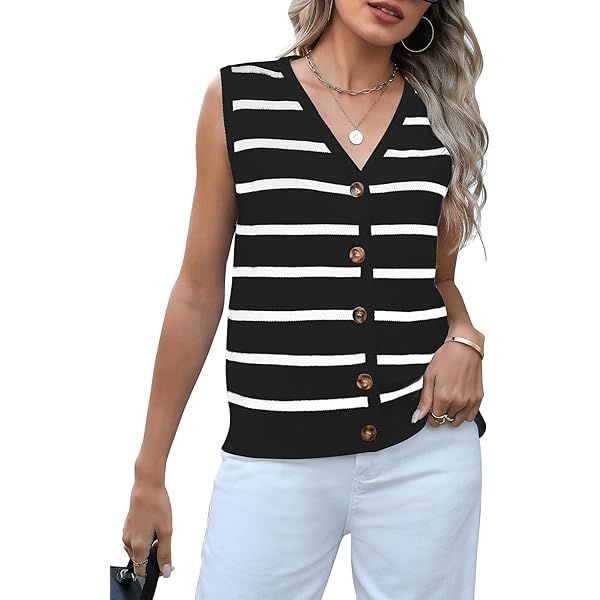 Amazon.com: Naileksi Women Button Knit Sweater Vest
