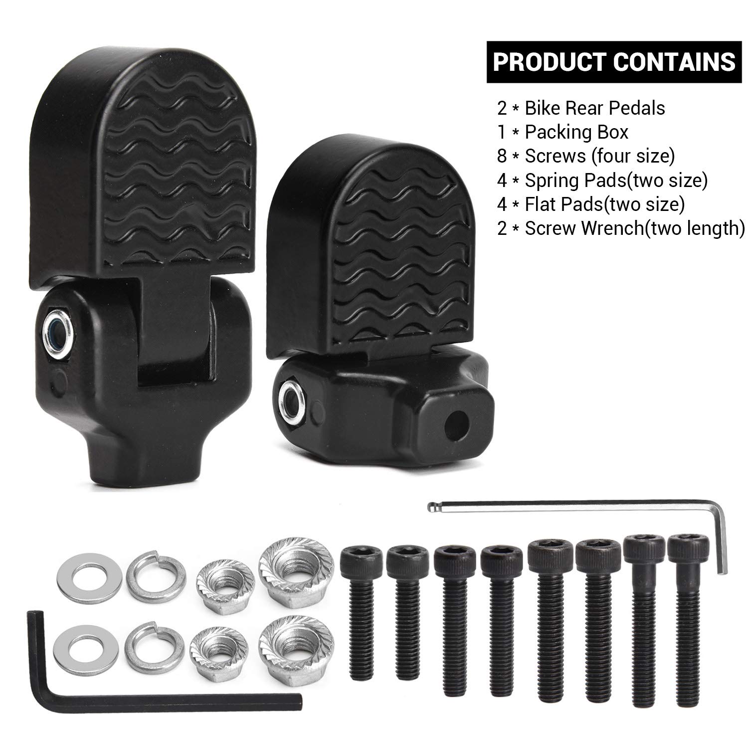 TOBWOLF 1 Pair Mini Bike Rear Pedals, 3.1x1.6 in / 8x4cm Aluminium Alloy Folding Bike Pegs, Non-Slip Bicycle Footrests, Foot Plates Pedals for Folding Mountain Bike, Foldable Bicycle