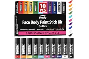 Dmsky 10 Packs Eye Black Sports Stick for Football, Baseball, Softball-Anti-Glare Face Body Paint Stick Kit,Water-Proof Eye Sports Paint Sticks,10 Color Eyeblack Painting Kit for Athletes & Fans
