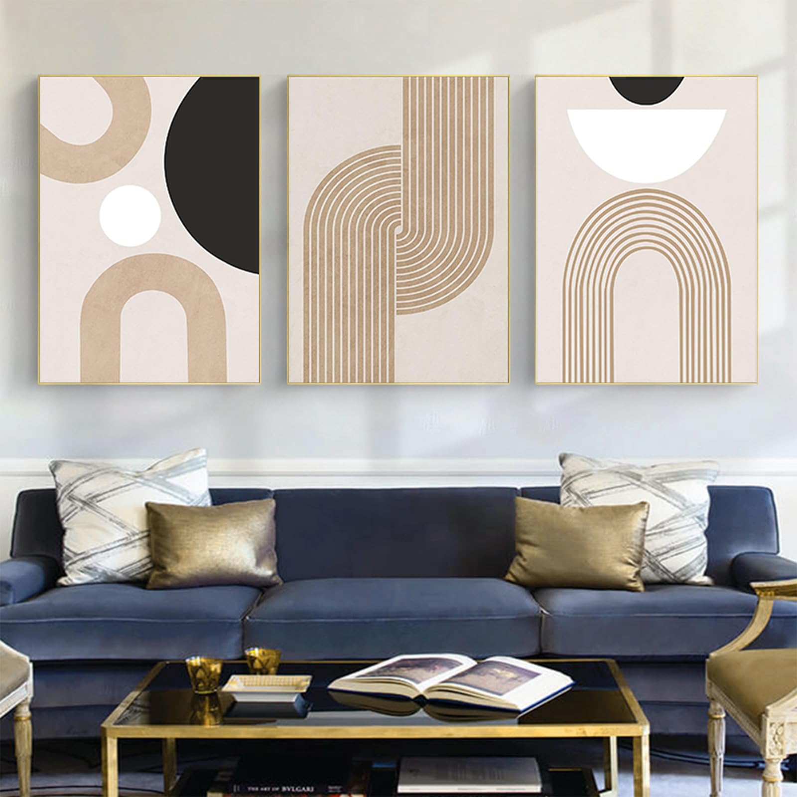 JNAOZI Abstract Line Geometry Pictures, Abstract Botanical Art Poster, Interior Home Decor Wall Art, Without Frame (60 x 90 cm x 3, Pictures 2) — image 1