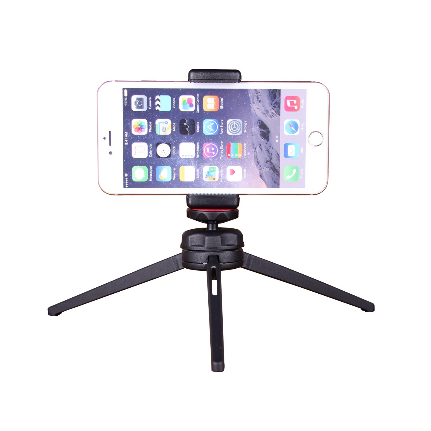 POLAM-FOTO Smartphone Tripod Adapter, Phone Tripod Mount for iPhone, Samsung, and others Smart phones, Phone Holder for Selfie Stick, Desktop Tripod, Monopod