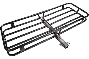 PEAKTOW Hitch Mount Cargo Carrier Luggage Basket 53-1/2 x 19 x 5 inches, 500-lb Load Capacity Fits 2” Receiver Rear Trailer C