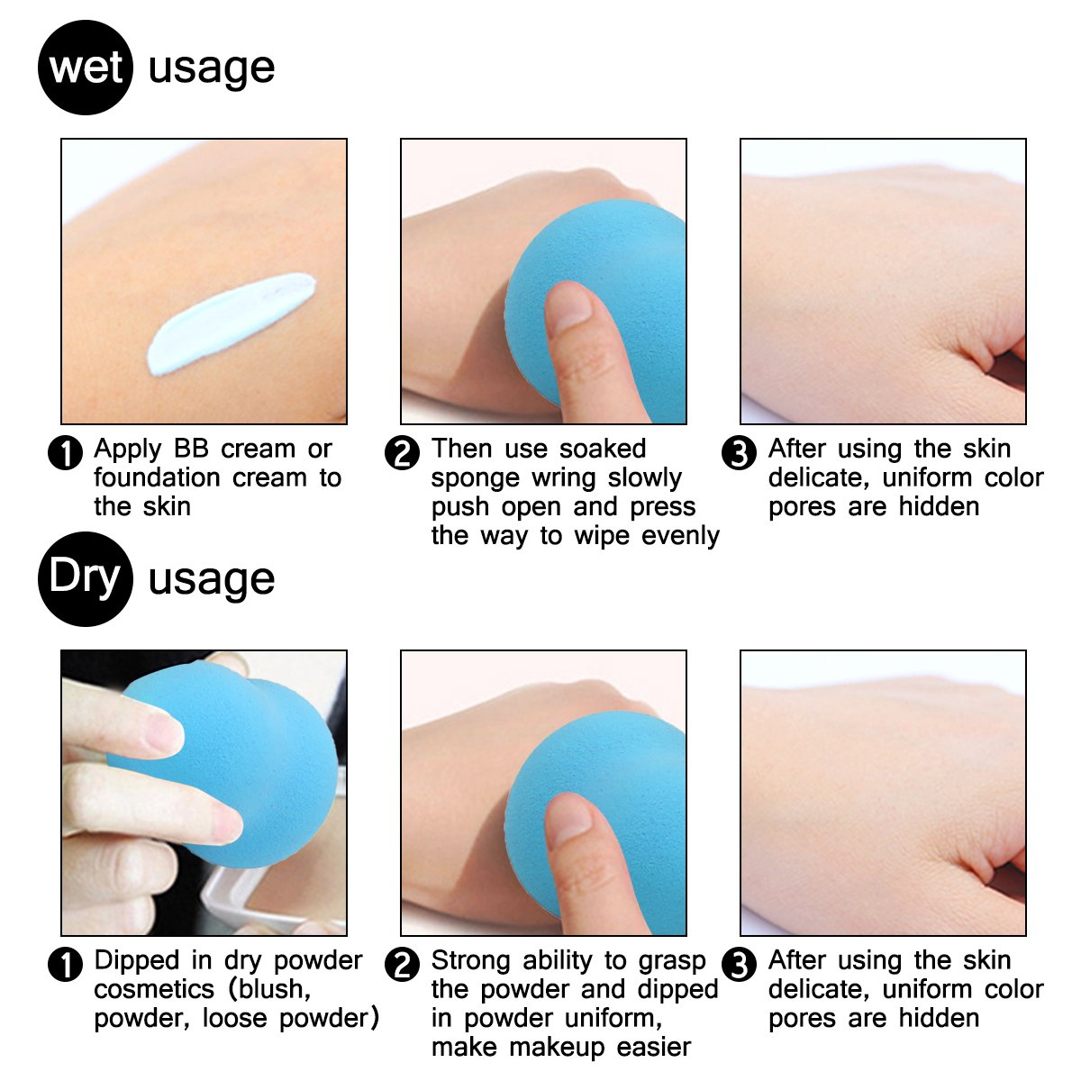 JER 4Pcs Beauty Sponge Women Makeup Blender Sponges Waterdrop Gourd Shape Face Foundation Puff for Concealer, Powder, Cream - Latex-Free & Allergy-Free