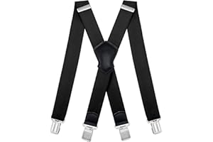 Dresime Suspenders for Men and Women Adjustable X Back 1.57 Inch Wide Elastic Heavy Duty Braces with Strong Metal Clips