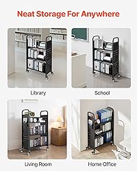 VEVOR Rolling Library Book Cart, 330 lbs