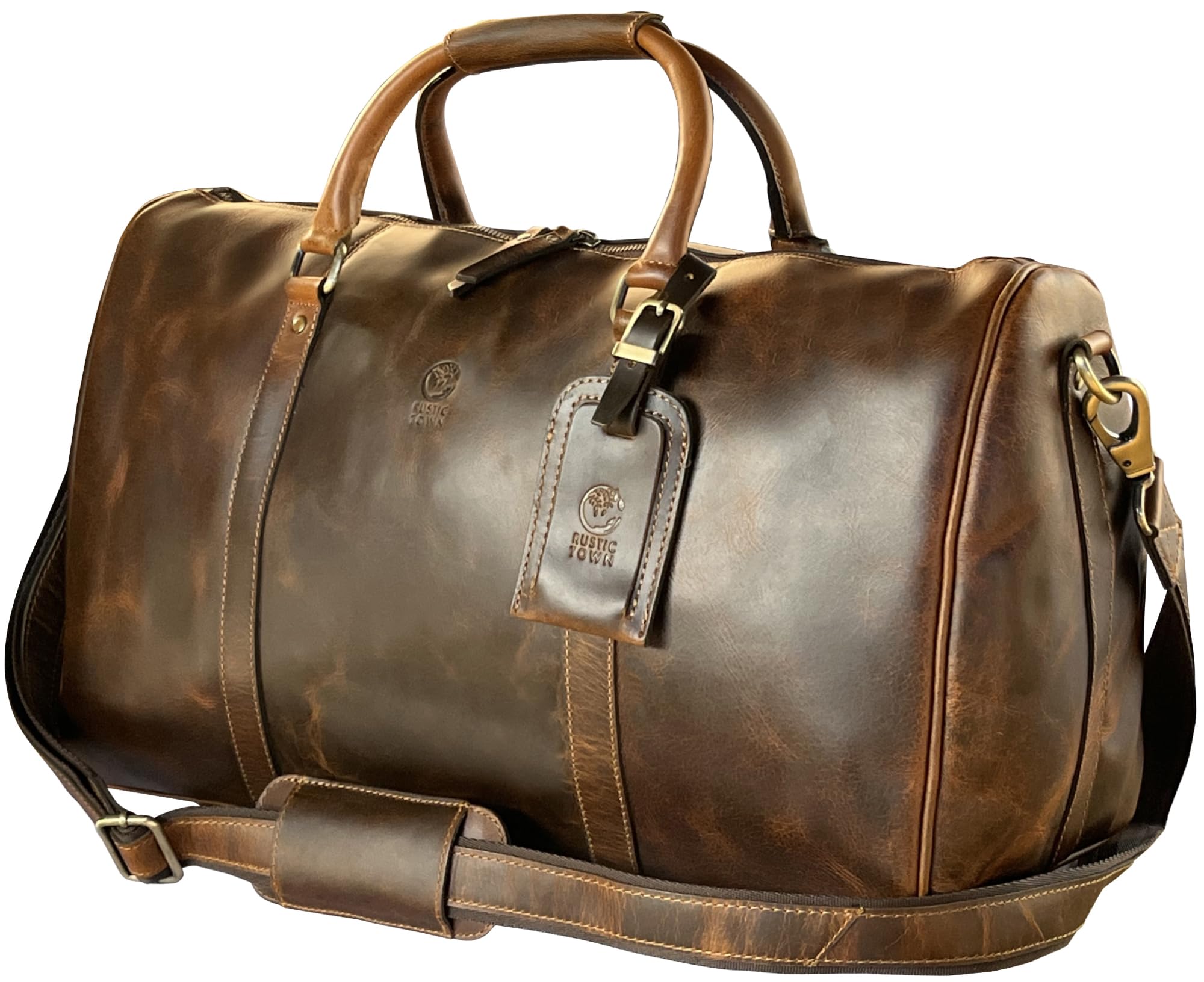 Leather Holdall Bags for Men - Travel Overnight Duffle Bag - Weekend Carry On Suitcase - Underseat Flight Cabin Duffel Bag