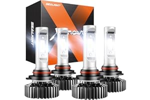 SEALIGHT 9005/HB3 and 9006/HB4 Light Bulbs Combo, 60,000 LM 9005 9006 Powersports Bulbs with Plug and Play, 50000 Hours Lifespan, Non-polarity, hb3/hb4 Light, Pack of 4