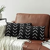 Nestinco Set of 2 Black Lumbar Pillow Covers 12 x 20 inches Boho Aztec Polyester Blend Decorative Throw Pillow Covers for Sofa Couch Bed Decor