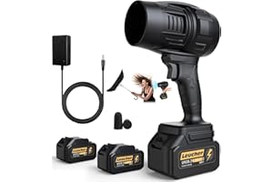 LEUCHER Electric Leaf Blower Cordless with Battery and Charger,300000RPM Air Turbo Jet Blower, Portable Lightweight Handheld Small Blowers for Lawn Care, Patio Cleaning, Blowing Leaves,Dust and Snow,Car Dryer