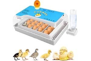 SMALLGOALS Incubators for Hatching Eggs 15-35 Eggs Incubator with Automatic Egg Turning and ℉Temperature Display LED Egg Candler Poultry Incubator for Hatching Chicken Duck and Quail Egg Incubator (Blue)