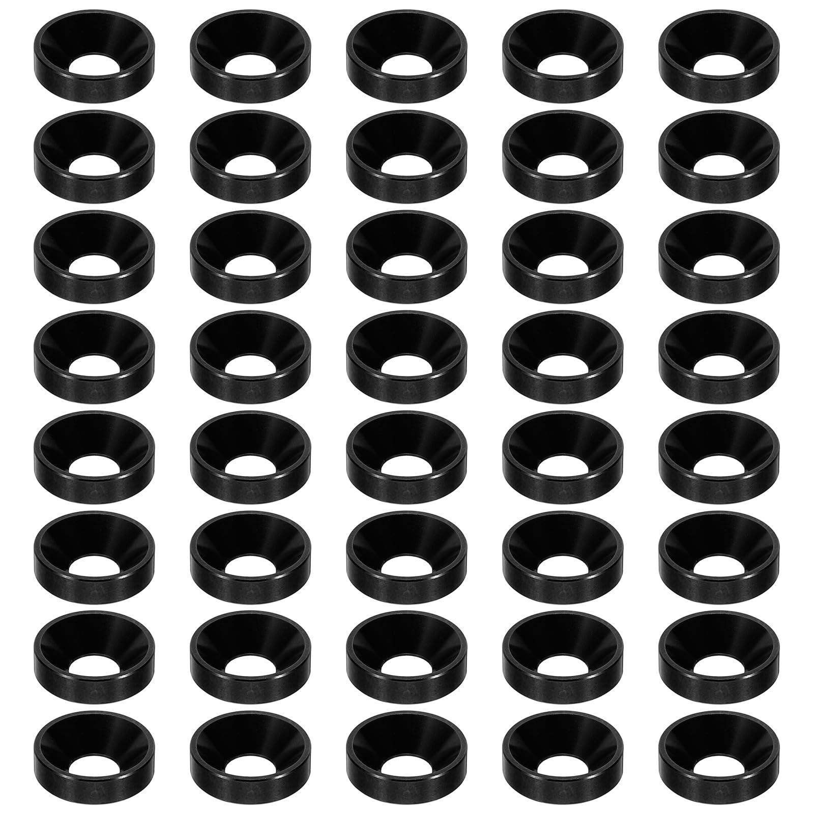 PATIKIL M5 Finish Countersunk Washer, 40pcs Anodized Aluminum Alloy Flat Cup Head Screw Gasket Bolt for Mechanical Accessories Parts DIY Models, Black
