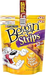 Beggin' Strips Dog Treats By Purina Bundle of 2 Lg. Bags (1) Bacon & (1) Bacon and Cheese 2 lbs. Each