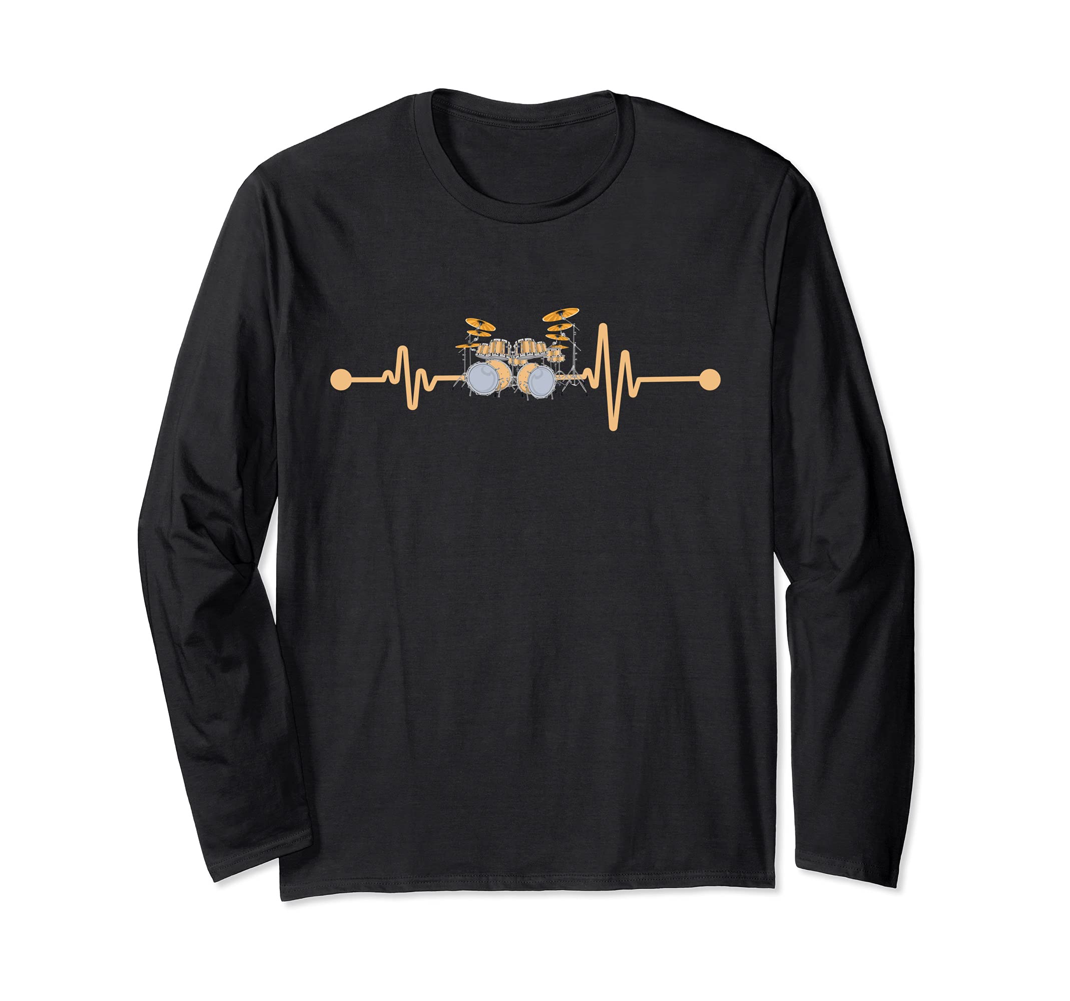 Drums Player Drum Set Heartbeat Drummer Percussion Drums Long Sleeve T-Shirt